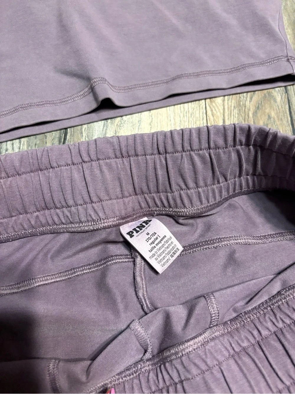 PINK Victoria's Secret Mauve V-Neck Cropped Tee & Jogger Set